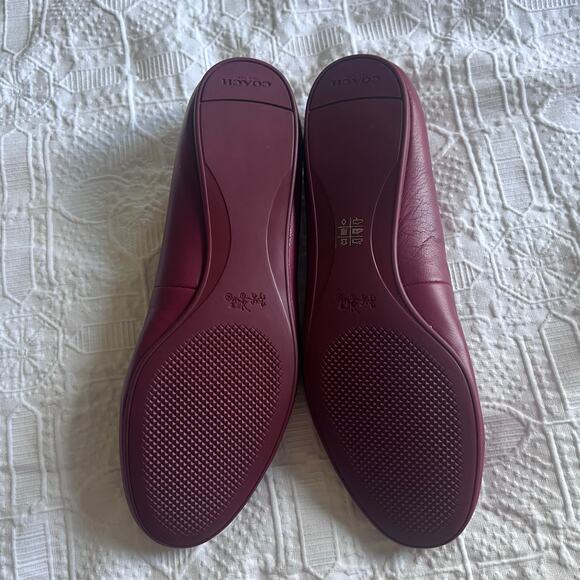 COACH Lara Nappa Leather Ballet Flat Black Cherry Size 7B - Picture 7 of 7